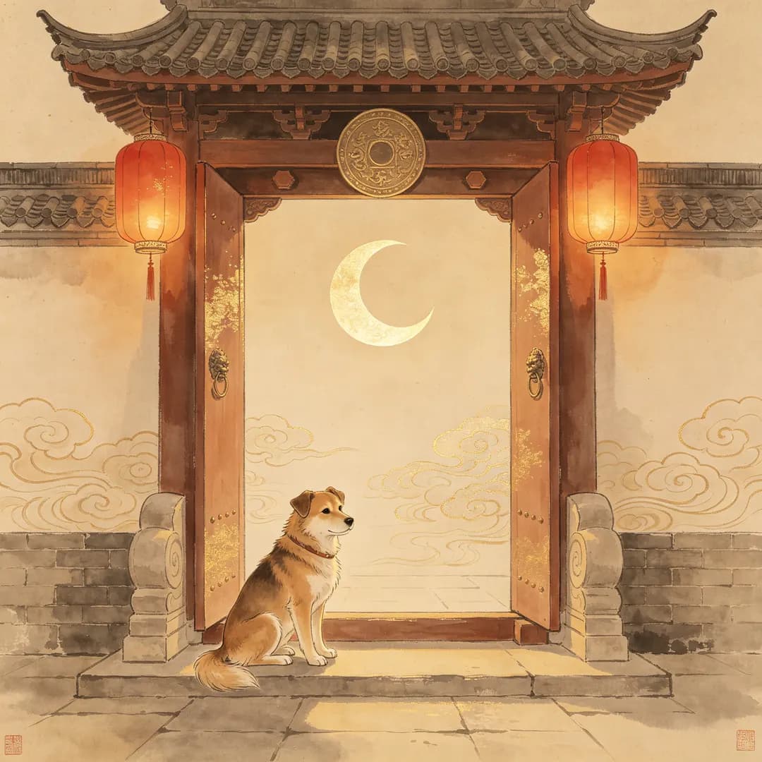 Dog — Chinese ink-wash painting